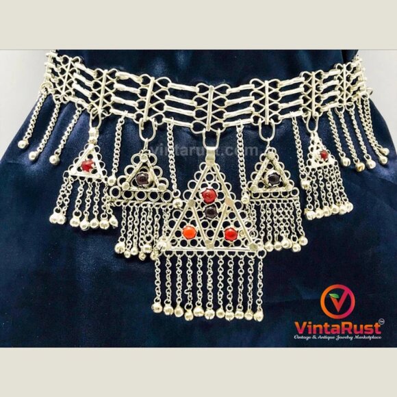 Ethnic Afghan Kuchi Belly Dance Belt: Silver Tribal Boho Belt main image 4